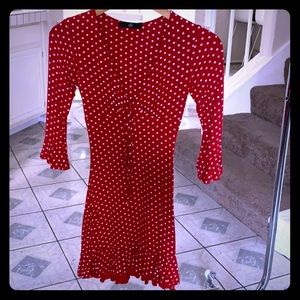 Red and white polka dot mini dress